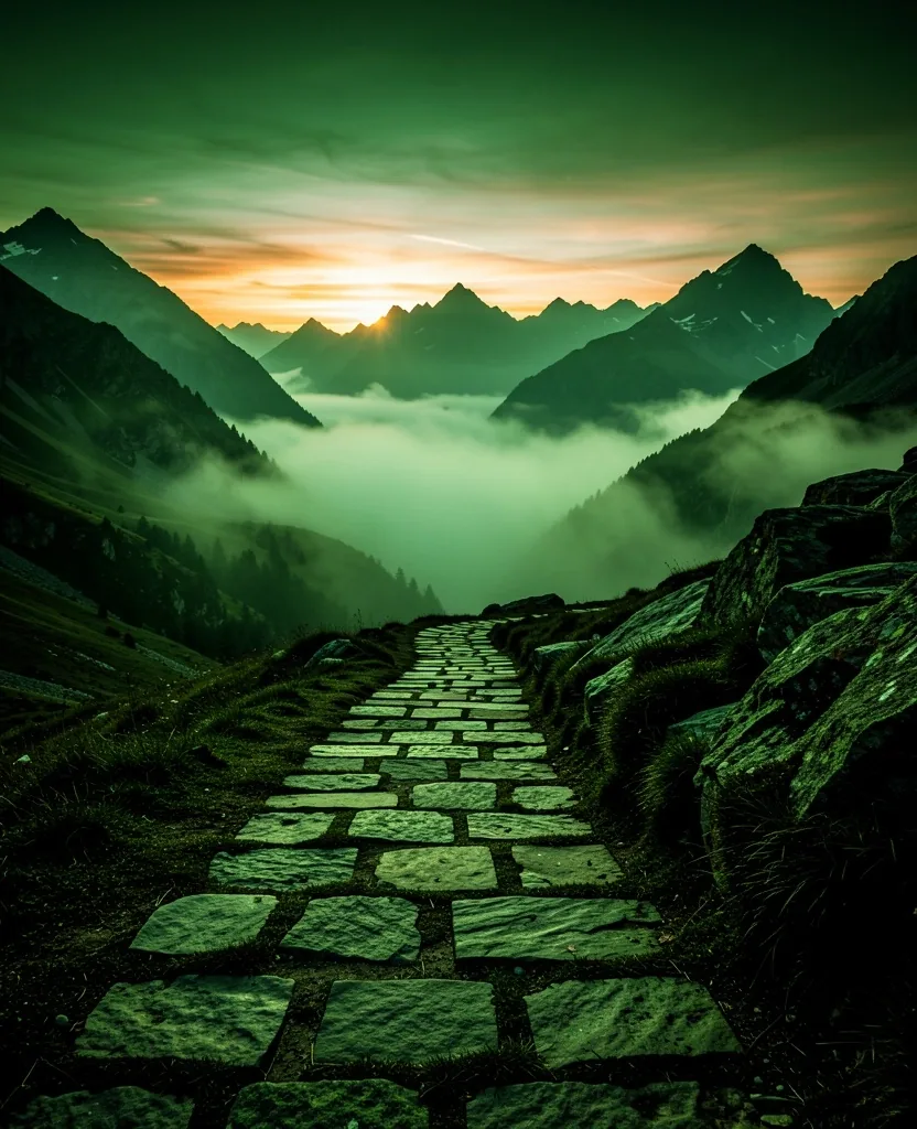 Sentier de marche en montagne française au lever du jour